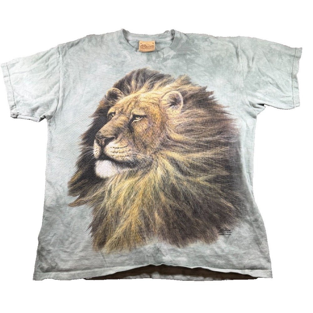 The Mountain Lion Graphic T Shirt Mens L Blue Tie Dye Animal Nature USA